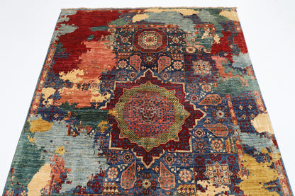 156 x 207 cm |  Mamluk Abstract Oriental Area Rug Afghan Hand Knotted Veg Dye Wool carpet