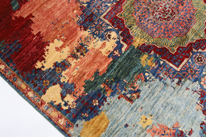 156 x 207 cm |  Mamluk Abstract Oriental Area Rug Afghan Hand Knotted Veg Dye Wool carpet