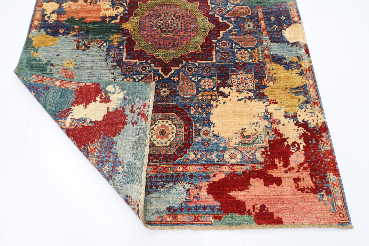 156 x 207 cm |  Mamluk Abstract Oriental Area Rug Afghan Hand Knotted Veg Dye Wool carpet