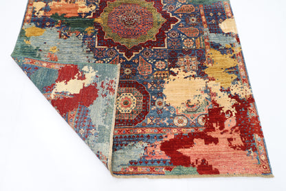 156 x 207 cm |  Mamluk Abstract Oriental Area Rug Afghan Hand Knotted Veg Dye Wool carpet