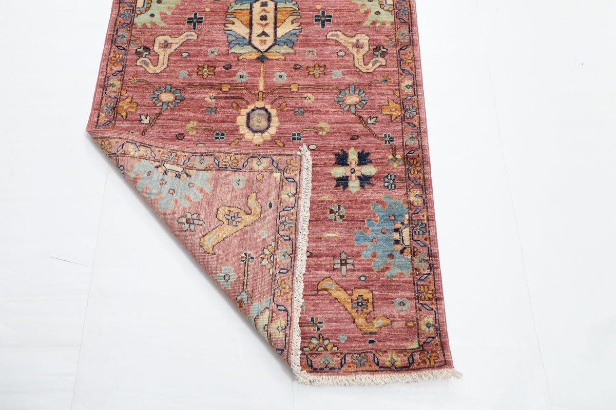 87 x 419 cm | Floral Runner Design Hand Knotted Veg Dye Wool Afghan Carpet