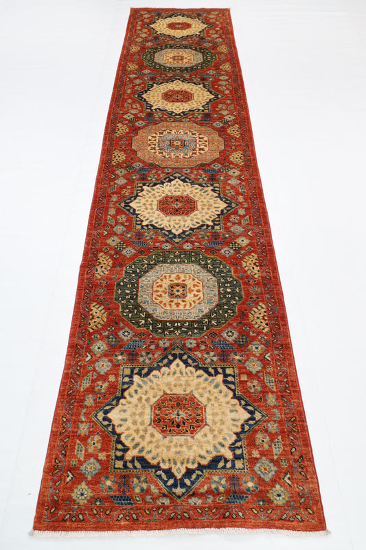 84 x 345 cm | mamluk Runner Design Hand Knotted Veg Dye Wool Afghan Carpet