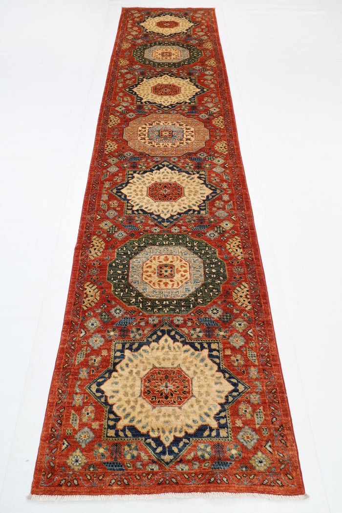 84 x 345 cm | mamluk Runner Design Hand Knotted Veg Dye Wool Afghan Carpet