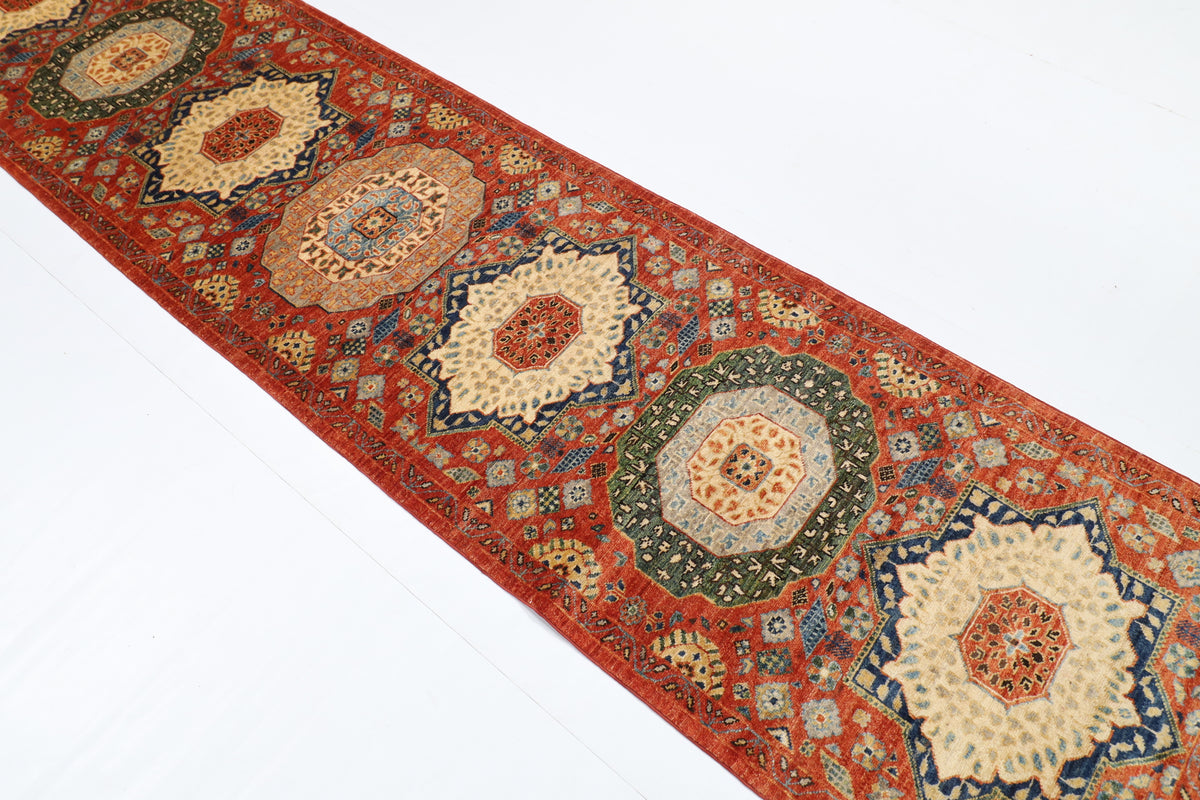 84 x 345 cm | mamluk Runner Design Hand Knotted Veg Dye Wool Afghan Carpet