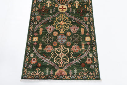 82 x 300 cm | Floral Runner Design Hand Knotted Veg Dye Wool Afghan Carpet
