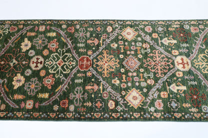 82 x 300 cm | Floral Runner Design Hand Knotted Veg Dye Wool Afghan Carpet