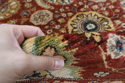 197 x 198 cm | Suzani Red Oriental Round Rug Afghan Hand Knotted Veg Dye Wool carpet