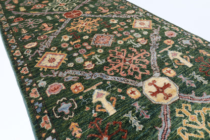 82 x 300 cm | Floral Runner Design Hand Knotted Veg Dye Wool Afghan Carpet