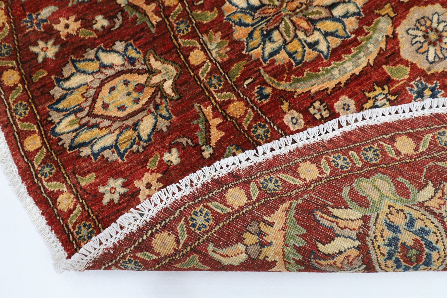 197 x 198 cm | Suzani Red Oriental Round Rug Afghan Hand Knotted Veg Dye Wool carpet