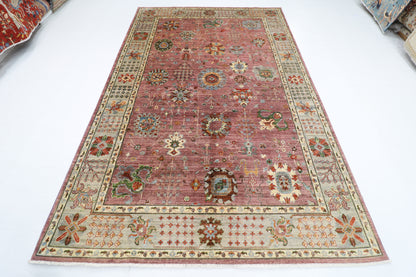 196 x 300 cm | Floral Pink Oriental Area Rug Afghan Hand Knotted Veg Dye Wool carpet