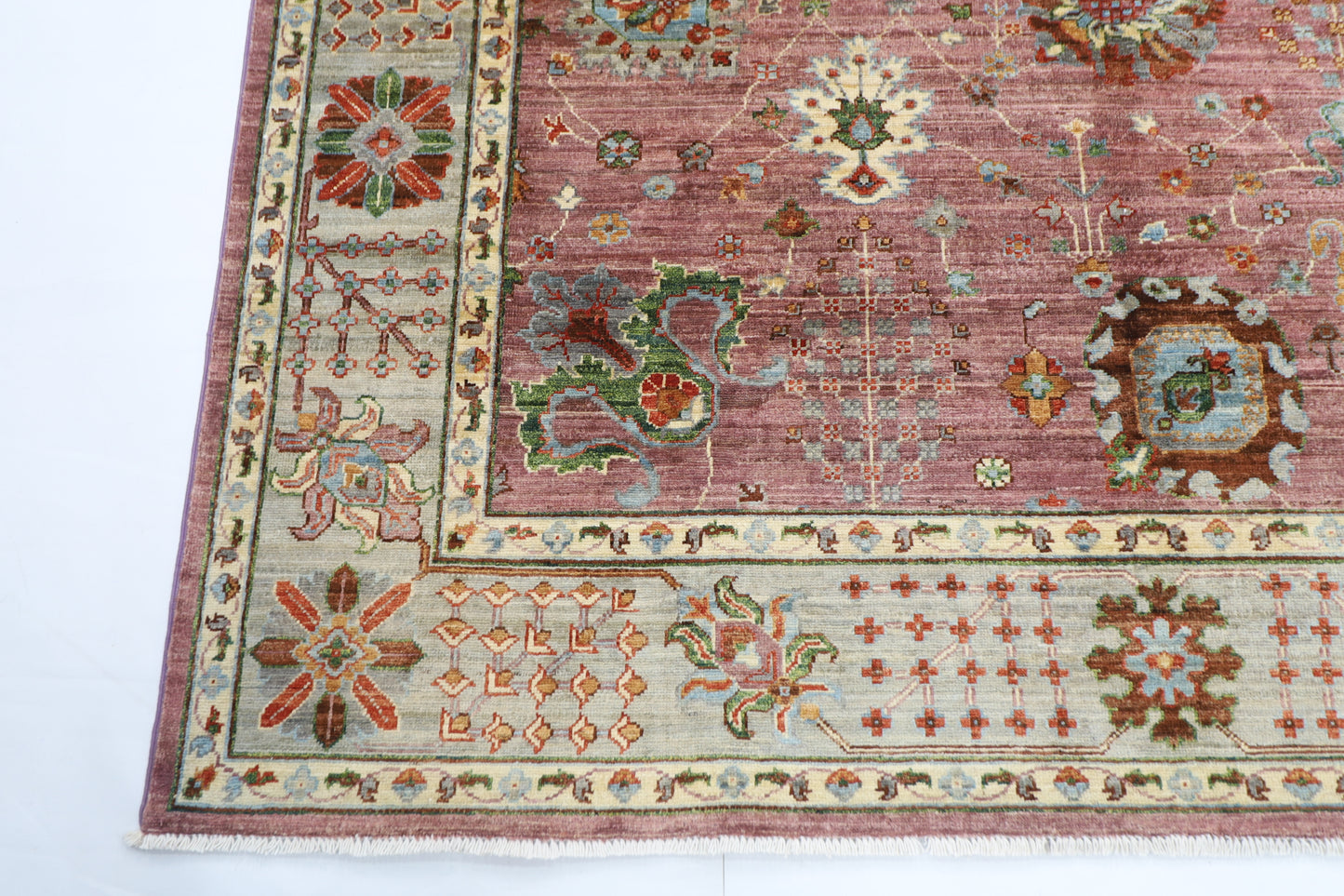 196 x 300 cm | Floral Pink Oriental Area Rug Afghan Hand Knotted Veg Dye Wool carpet