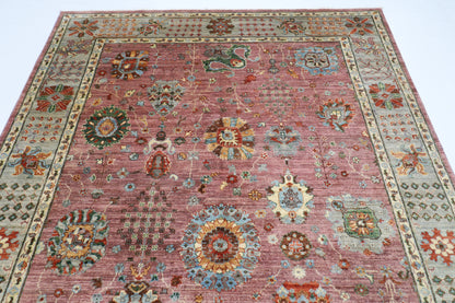 196 x 300 cm | Floral Pink Oriental Area Rug Afghan Hand Knotted Veg Dye Wool carpet