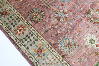196 x 300 cm | Floral Pink Oriental Area Rug Afghan Hand Knotted Veg Dye Wool carpet