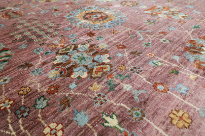 196 x 300 cm | Floral Pink Oriental Area Rug Afghan Hand Knotted Veg Dye Wool carpet