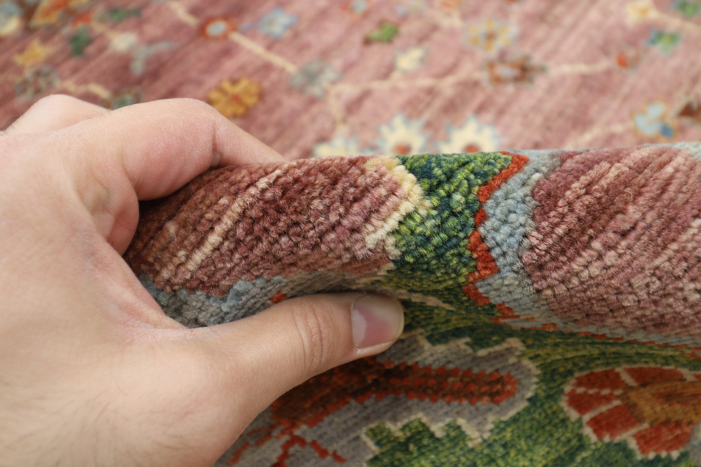 196 x 300 cm | Floral Pink Oriental Area Rug Afghan Hand Knotted Veg Dye Wool carpet