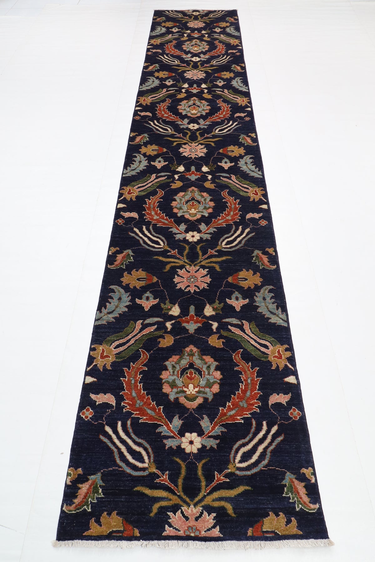 76 x 388 cm | Suzani Runner Design Hand Knotted Veg Dye Wool Afghan Carpet