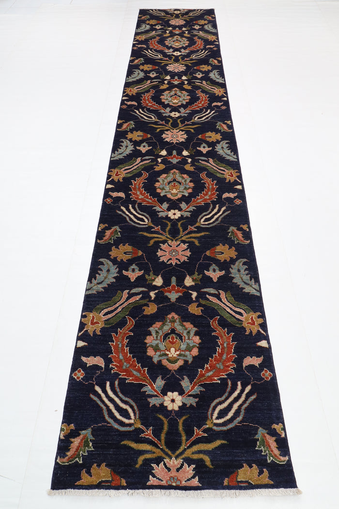 76 x 388 cm | Suzani Runner Design Hand Knotted Veg Dye Wool Afghan Carpet