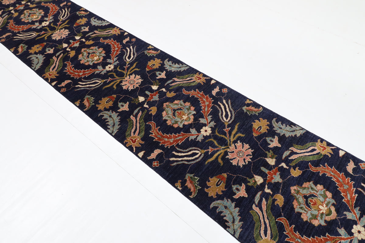 76 x 388 cm | Suzani Runner Design Hand Knotted Veg Dye Wool Afghan Carpet
