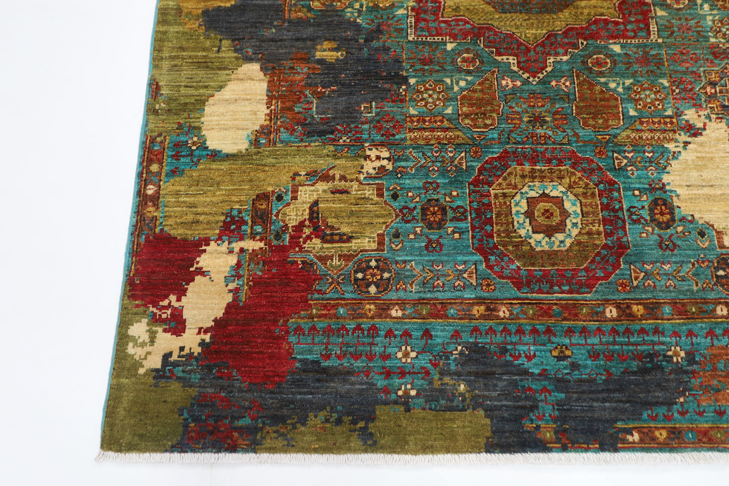 151 x 194 cm | Mamluk Abstract Oriental Area Rug Afghan Hand Knotted Veg Dye Wool carpet