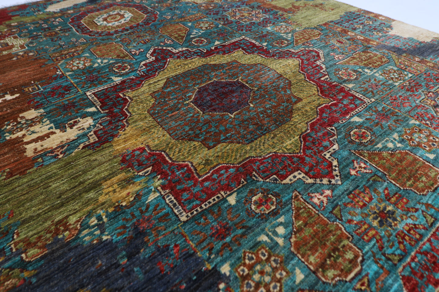 151 x 194 cm | Mamluk Abstract Oriental Area Rug Afghan Hand Knotted Veg Dye Wool carpet