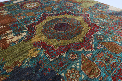 151 x 194 cm | Mamluk Abstract Oriental Area Rug Afghan Hand Knotted Veg Dye Wool carpet