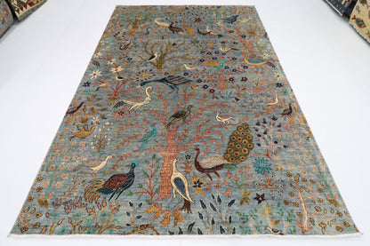 202 x 298 cm | Birds Afghan Tribal Hand Knotted Veg Dye Wool carpet