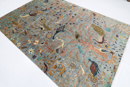 202 x 298 cm | Birds Afghan Tribal Hand Knotted Veg Dye Wool carpet