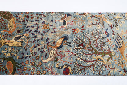 84 x 399 cm | Birds Runner Design Hand Knotted Veg Dye Wool Afghan Carpet