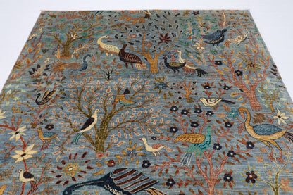 202 x 298 cm | Birds Afghan Tribal Hand Knotted Veg Dye Wool carpet