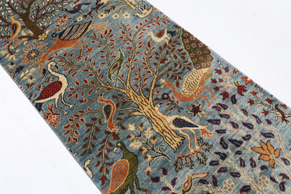 84 x 399 cm | Birds Runner Design Hand Knotted Veg Dye Wool Afghan Carpet