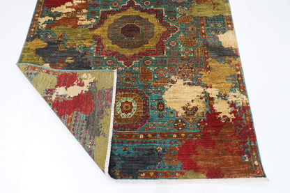 151 x 194 cm | Mamluk Abstract Oriental Area Rug Afghan Hand Knotted Veg Dye Wool carpet