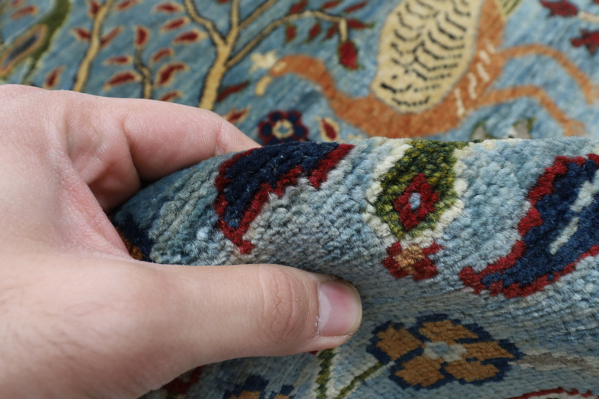 84 x 399 cm | Birds Runner Design Hand Knotted Veg Dye Wool Afghan Carpet