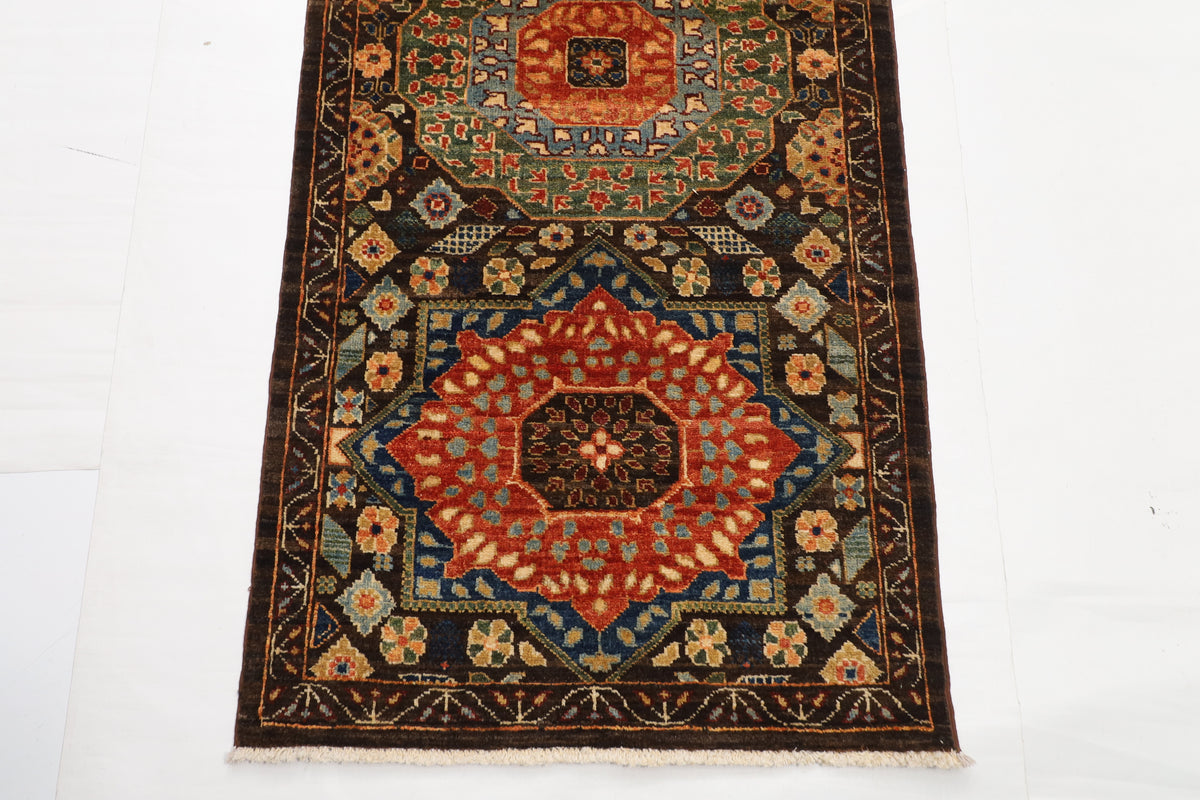 75 x 457 cm | Mamluk Runner Design Hand Knotted Veg Dye Wool Afghan Carpet