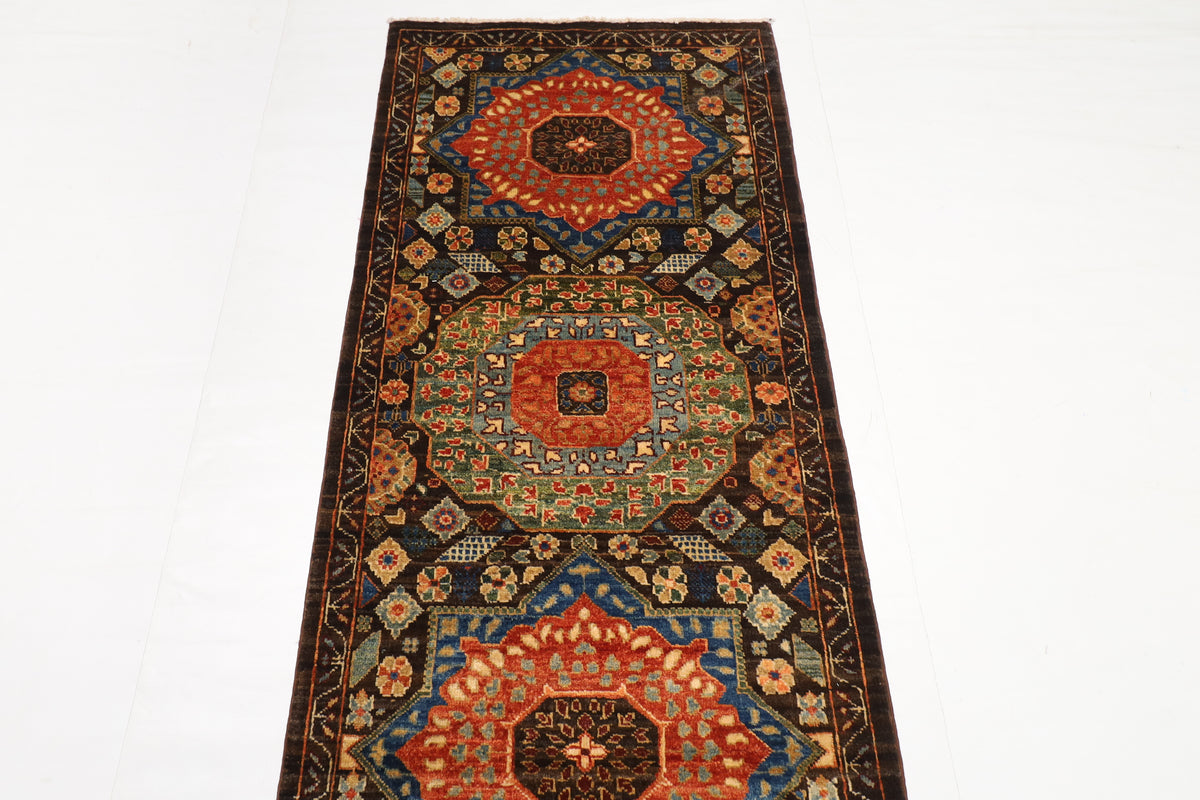 75 x 457 cm | Mamluk Runner Design Hand Knotted Veg Dye Wool Afghan Carpet