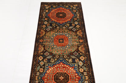 75 x 457 cm | Mamluk Runner Design Hand Knotted Veg Dye Wool Afghan Carpet