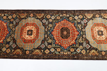 75 x 457 cm | Mamluk Runner Design Hand Knotted Veg Dye Wool Afghan Carpet