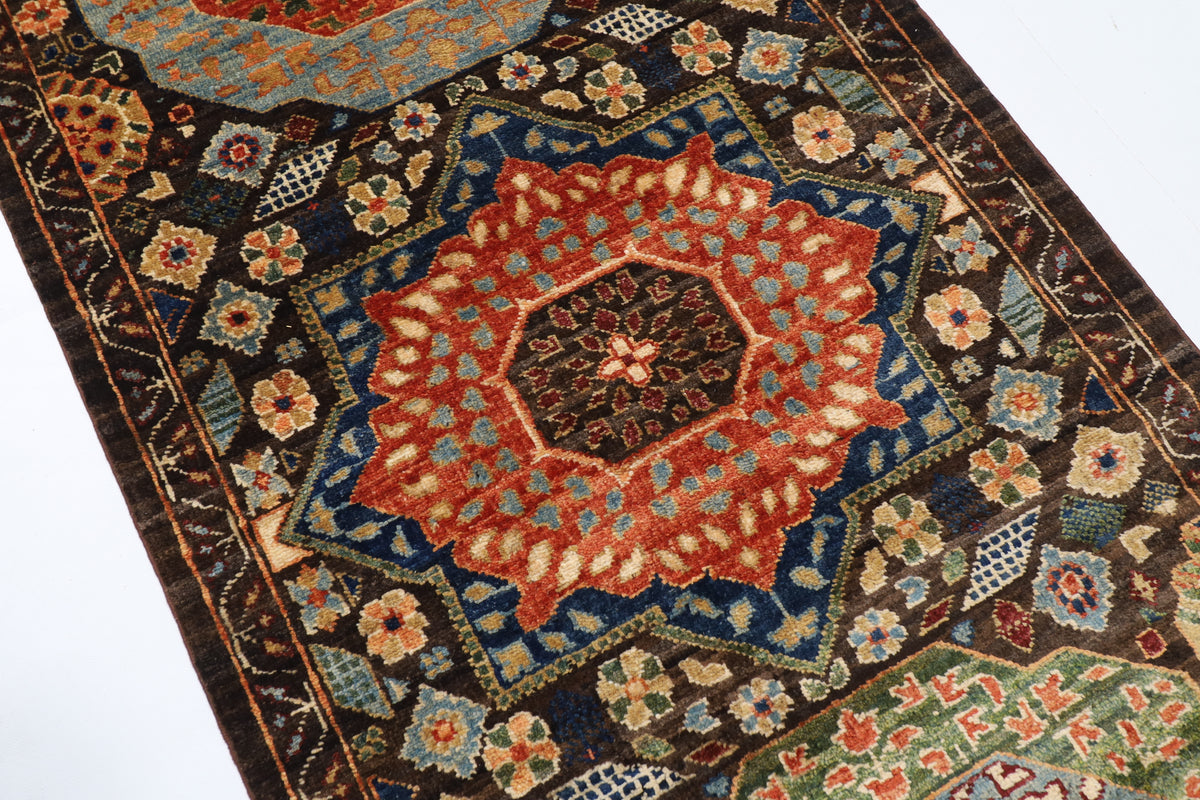 75 x 457 cm | Mamluk Runner Design Hand Knotted Veg Dye Wool Afghan Carpet