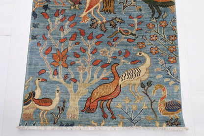 84 x 482 cm | Birds Runner Design Hand Knotted Veg Dye Wool Afghan Carpet
