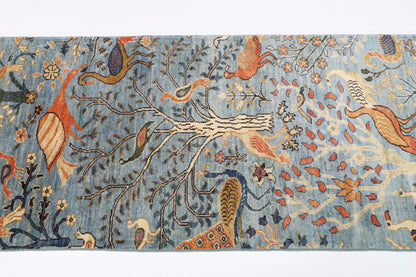 84 x 482 cm | Birds Runner Design Hand Knotted Veg Dye Wool Afghan Carpet