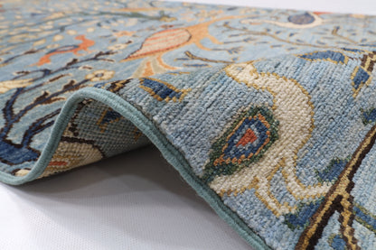 84 x 482 cm | Birds Runner Design Hand Knotted Veg Dye Wool Afghan Carpet