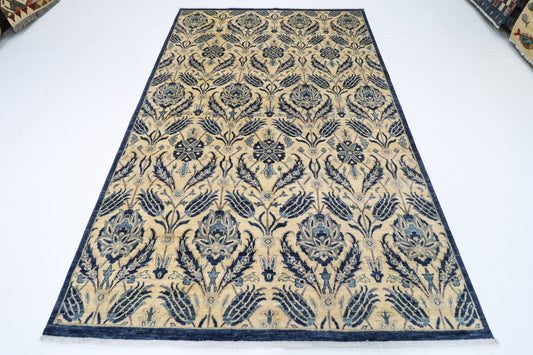 180 x 275 cm | Floral Afghan Tribal Hand Knotted Veg Dye Wool carpet