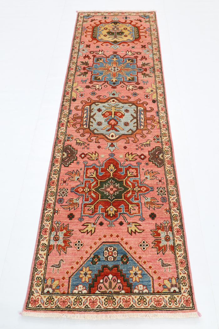77 x 246 cm | Waziri Runner Design Hand Knotted Veg Dye Wool Afghan Carpet