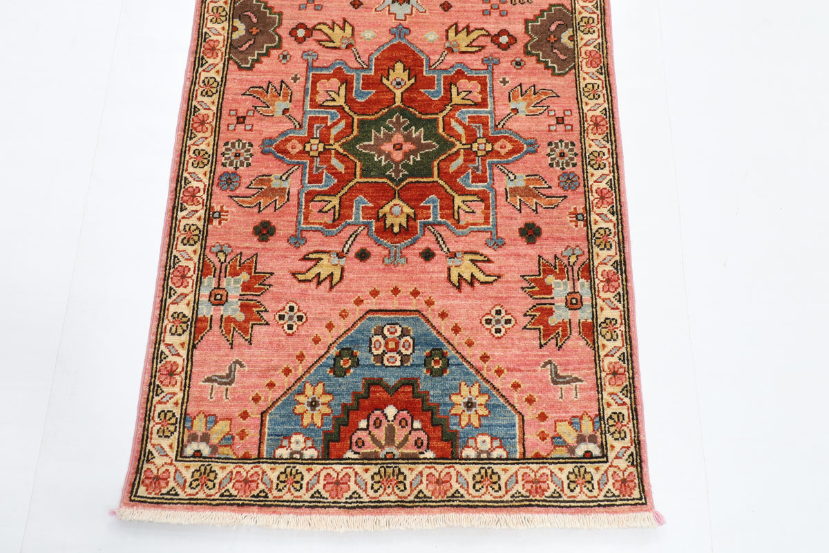 77 x 246 cm | Waziri Runner Design Hand Knotted Veg Dye Wool Afghan Carpet