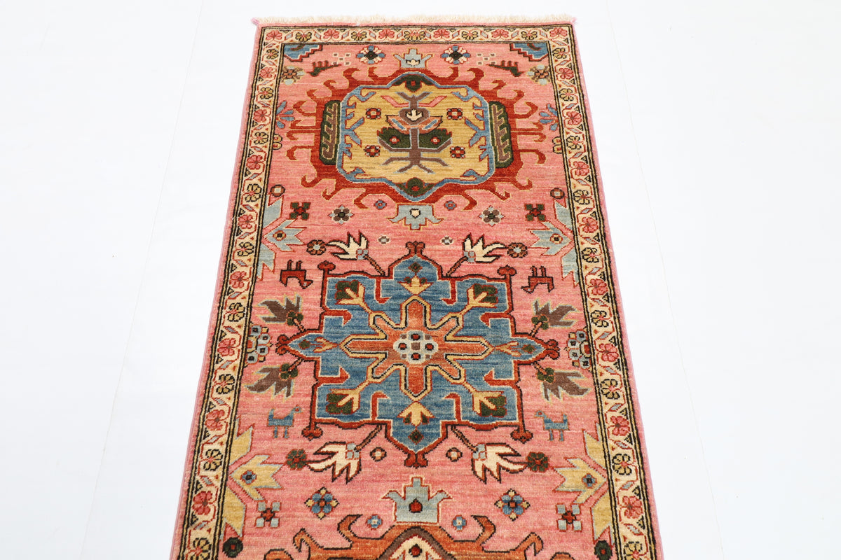 77 x 246 cm | Waziri Runner Design Hand Knotted Veg Dye Wool Afghan Carpet