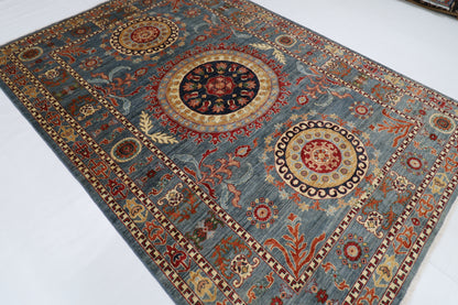 204 x 296 cm | Suzani Afghan Tribal Hand Knotted Veg Dye Wool carpet