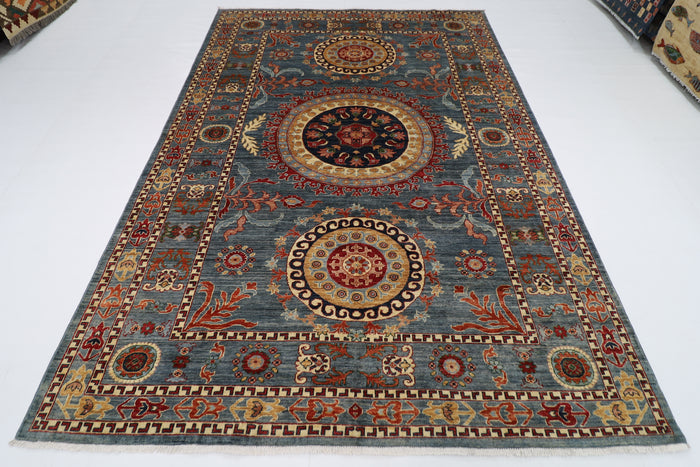 204 x 296 cm | Suzani Afghan Tribal Hand Knotted Veg Dye Wool carpet