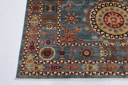 204 x 296 cm | Suzani Afghan Tribal Hand Knotted Veg Dye Wool carpet