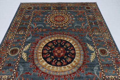 204 x 296 cm | Suzani Afghan Tribal Hand Knotted Veg Dye Wool carpet