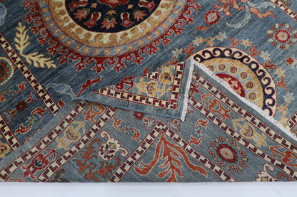 204 x 296 cm | Suzani Afghan Tribal Hand Knotted Veg Dye Wool carpet
