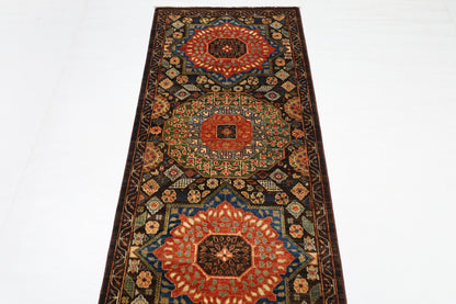 78 x 457 cm | Mamluk Runner Design Hand Knotted Veg Dye Wool Afghan Carpet